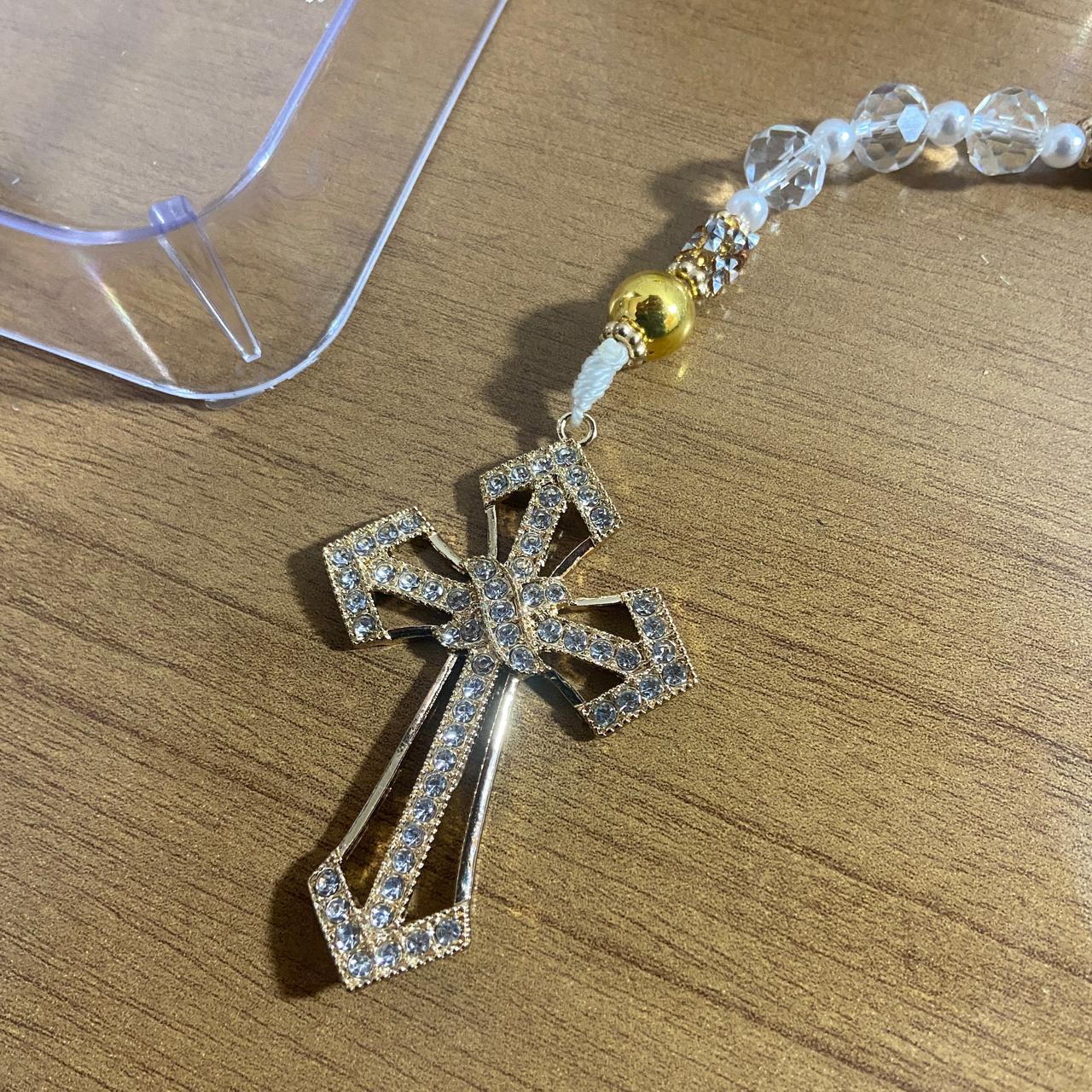 TERÇO DE NOIVA CRISTAL NOSSA SENHORA APARECIDA MOD4 10MM (1 UNIDADE)