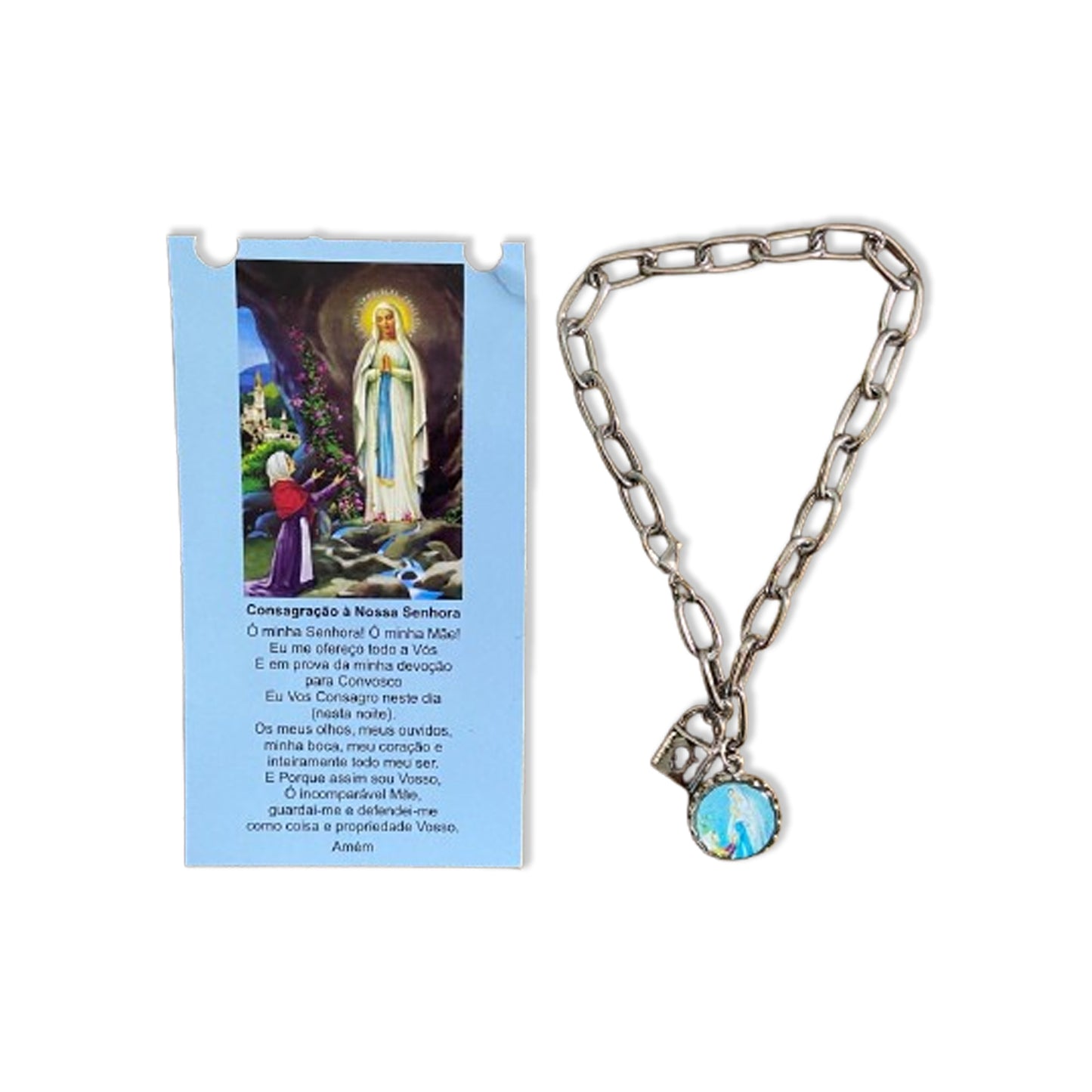 PULSEIRA CADEADO NOSSA SENHORA DE LOURDES NA CARTELA (3 UNIDADES)