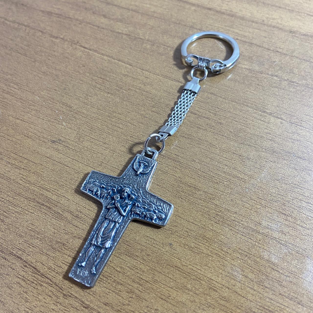 CHAVEIRO METAL CRUZ DO PAPA FRANCISCO  ( 6UNIDADES)