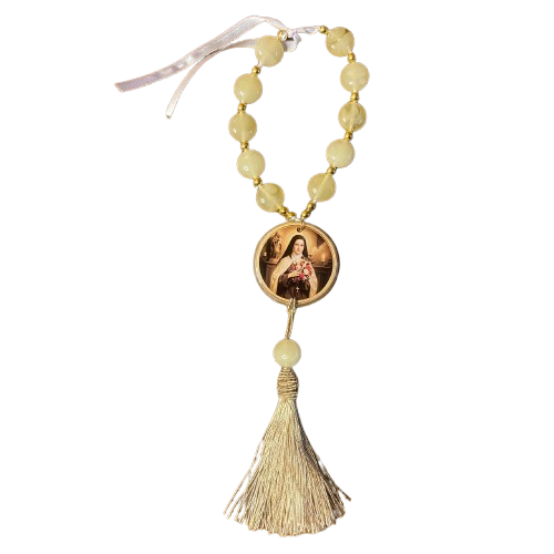 DEZENA PEDRARIAS MEDALHÃO DE RESINADO  SANTA TERESINHA  17MM (1 UNIDADE)