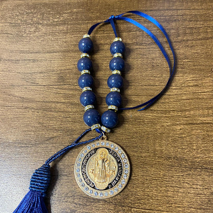 DEZENA PÉROLA AZUL MEDALHA SÃO BENTO 15MM (1 UNIDADE)