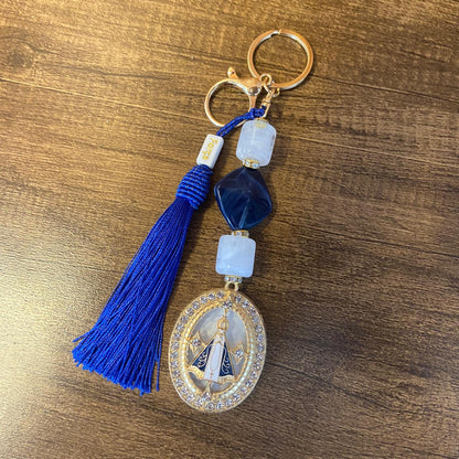 CHAVEIRO DE PEDRARIAS NOSSA SENHORA APARECIDA COM STRASS MOD3 (1 UNIDADE)