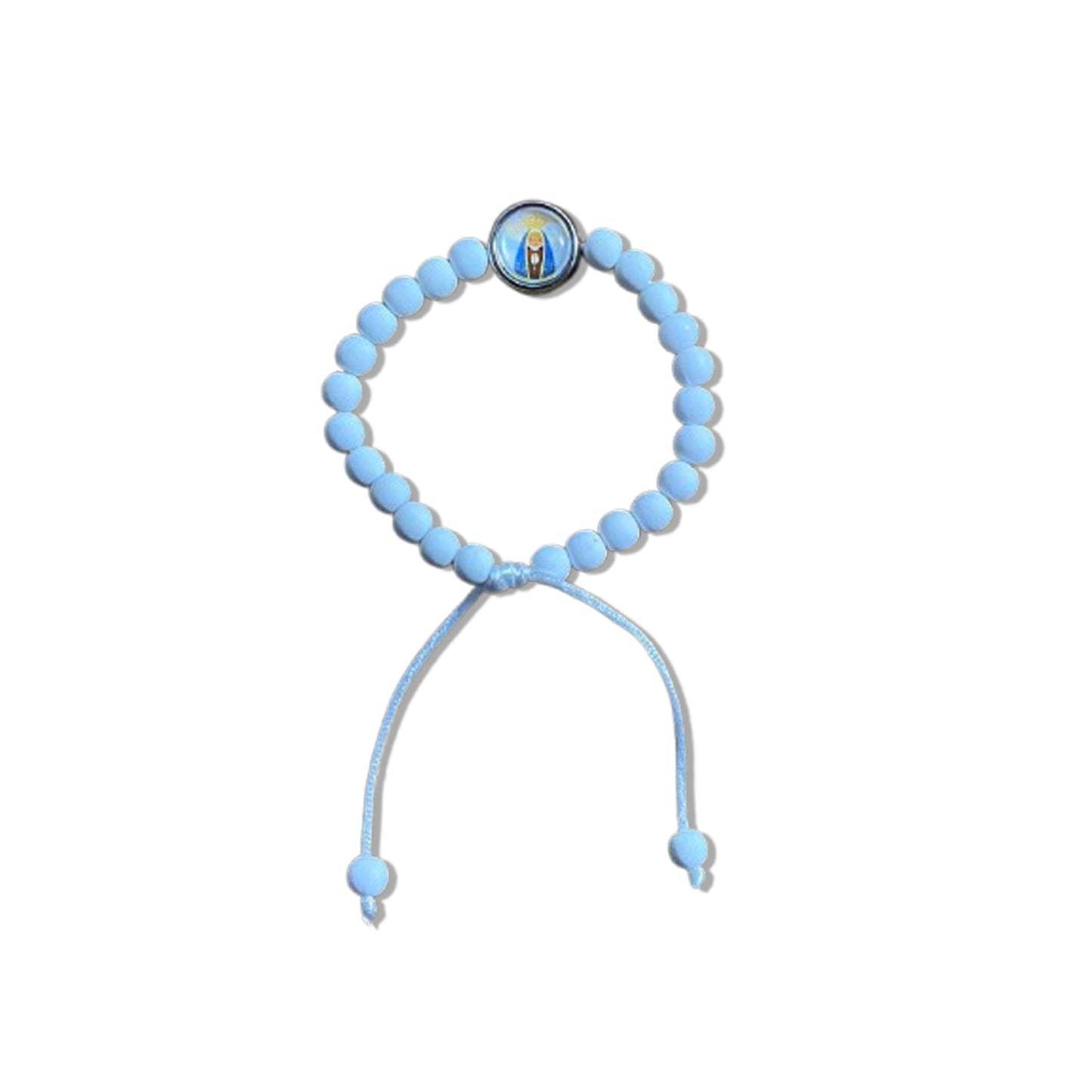 PULSEIRA BRANCA REGULÁVEL COM MEDALHA RESINADA NOSSA SENHORA APARECIDA (6 UNIDADES)