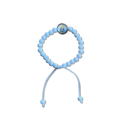 PULSEIRA BRANCA REGULÁVEL COM MEDALHA RESINADA NOSSA SENHORA APARECIDA (6 UNIDADES)