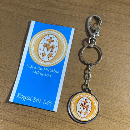 CHAVEIRO METAL DUPLA FACE COM MOSQUETE NOSSA SENHORA DAS GRAÇAS (6 UNIDADES)