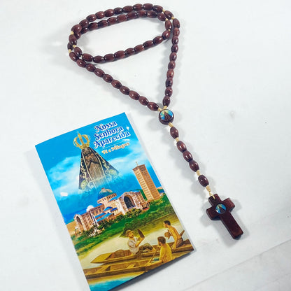 TERÇO DE MADEIRA NOSSA SENHORA APARECIDA MOD2 08MM (3 UNIDADES)