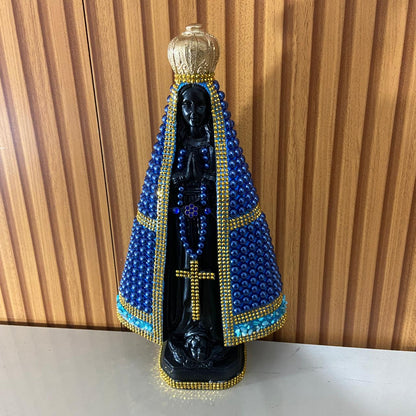 IMAGEM DE GESSO NOSSA SENHORA APARECIDA PÉROLA AZUL 31CM (1 UNIDADE)