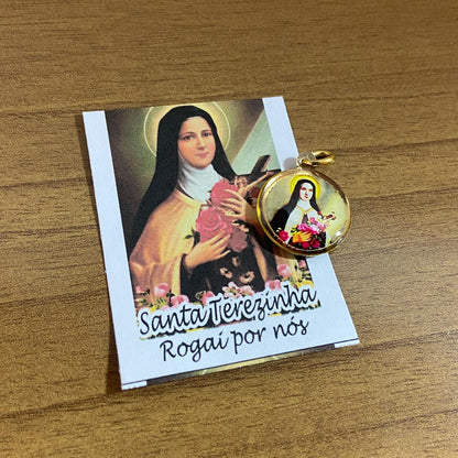 MEDALHA DUPLA FACE SANTA TERESINHA (12 UNIDADES)