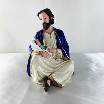 IMAGEM DE RESINA NACIONAL SÃO JOSÉ AFETUOSO SENTADO 19CM (1 UNIDADE)