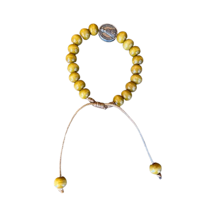PULSEIRA DE MADEIRA MARROM REGULAVEL NOSSA SENHORA APARECIDA (3 UNIDADES)