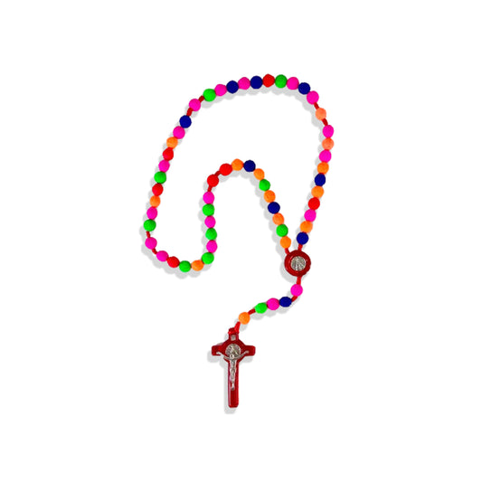 TERÇO CONTA DE ROSAS COLORIDAS 8MM (6 UNIDADES)