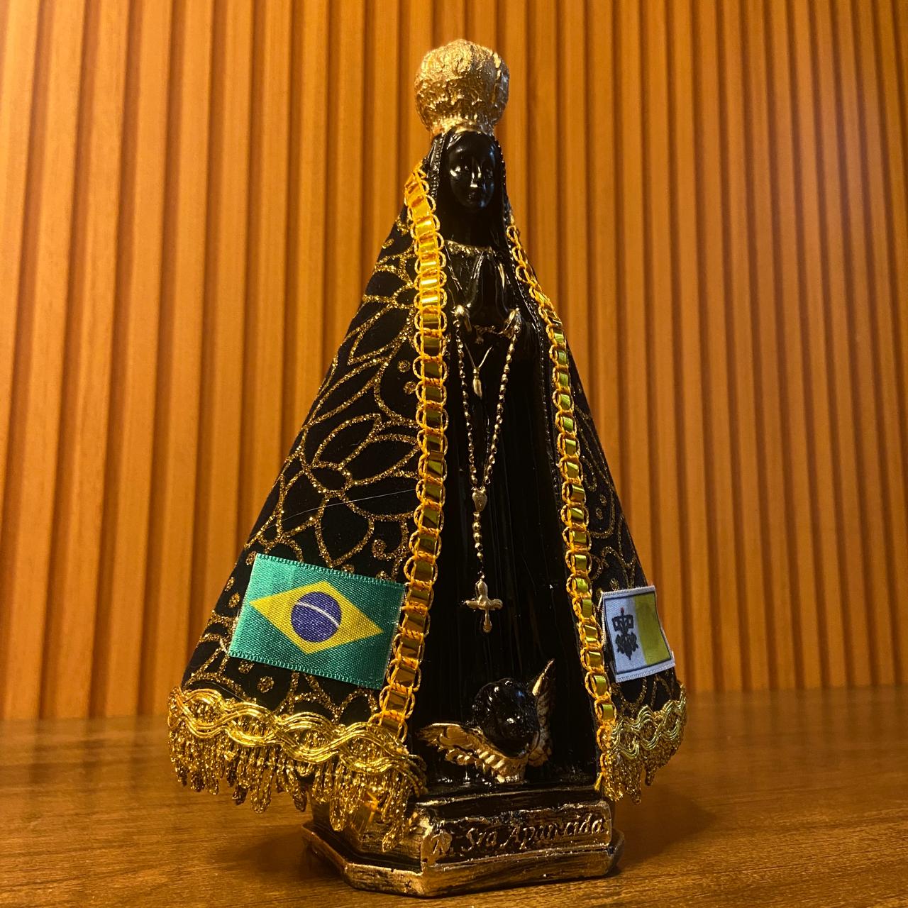 IMAGEM DE GESSO NOSSA SENHORA APARECIDA COM MANTO 22,5CM MOD2 (1 UNIDADE)