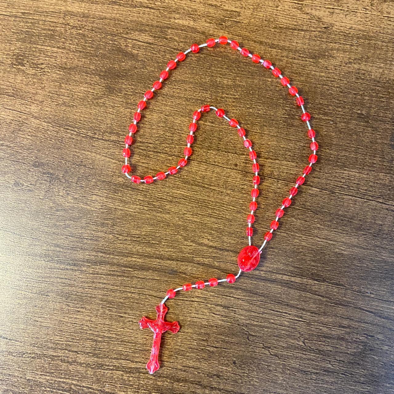 TERÇO ACRÍLICO P VERMELHO (12 UNIDADES)