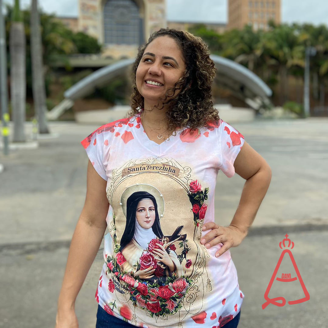 CAMISETA RELIGIOSA SANTA TERESINHA TAMANHO:G (1 UNIDADE)