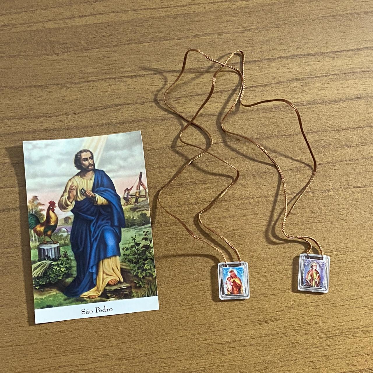 ESCAPULÁRIO CORDINHA NOSSA SENHORA DO CARMO E SÃO PEDRO (12 UNIDADES)