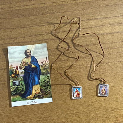 ESCAPULÁRIO CORDINHA NOSSA SENHORA DO CARMO E SÃO PEDRO (12 UNIDADES)