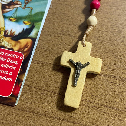 TERÇO DE MADEIRA SÃO MIGUEL ARCANJO 6MM MOD3 (3 UNIDADES)