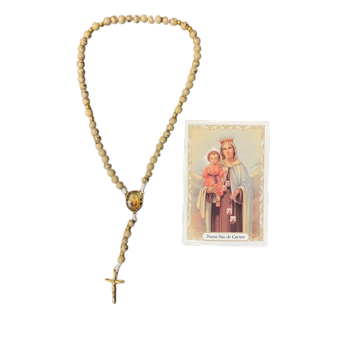 TERÇO PÉROLA MARROM NOSSA SENHORA DO CARMO 6MM (1 UNIDADE)