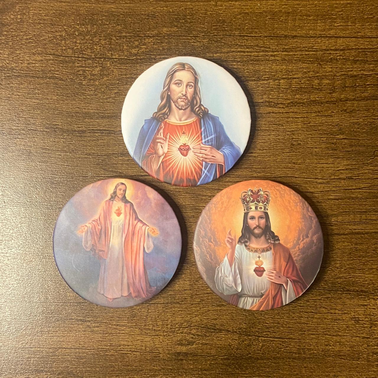 ESPELHO DE BOLSA SAGRADO CORAÇÃO DE JESUS ( 3 UNIDADES )