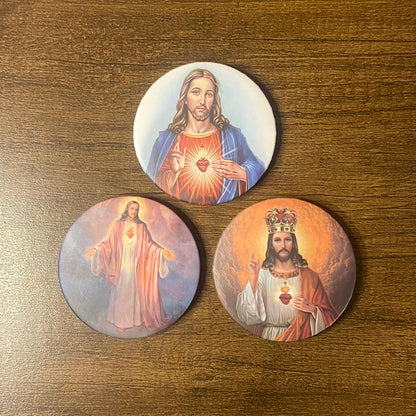 ESPELHO DE BOLSA SAGRADO CORAÇÃO DE JESUS ( 3 UNIDADES )
