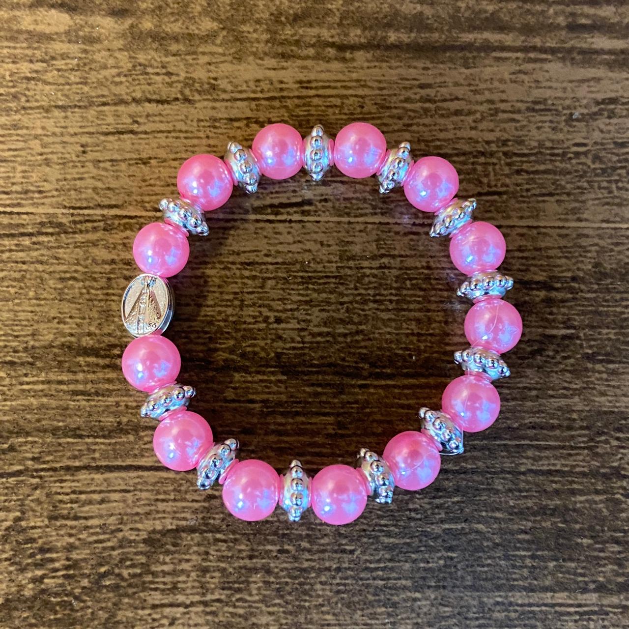 PULSEIRA PÉROLA INFANTIL NOSSA SENHORA APARECIDA ROSA (06 UNIDADES)