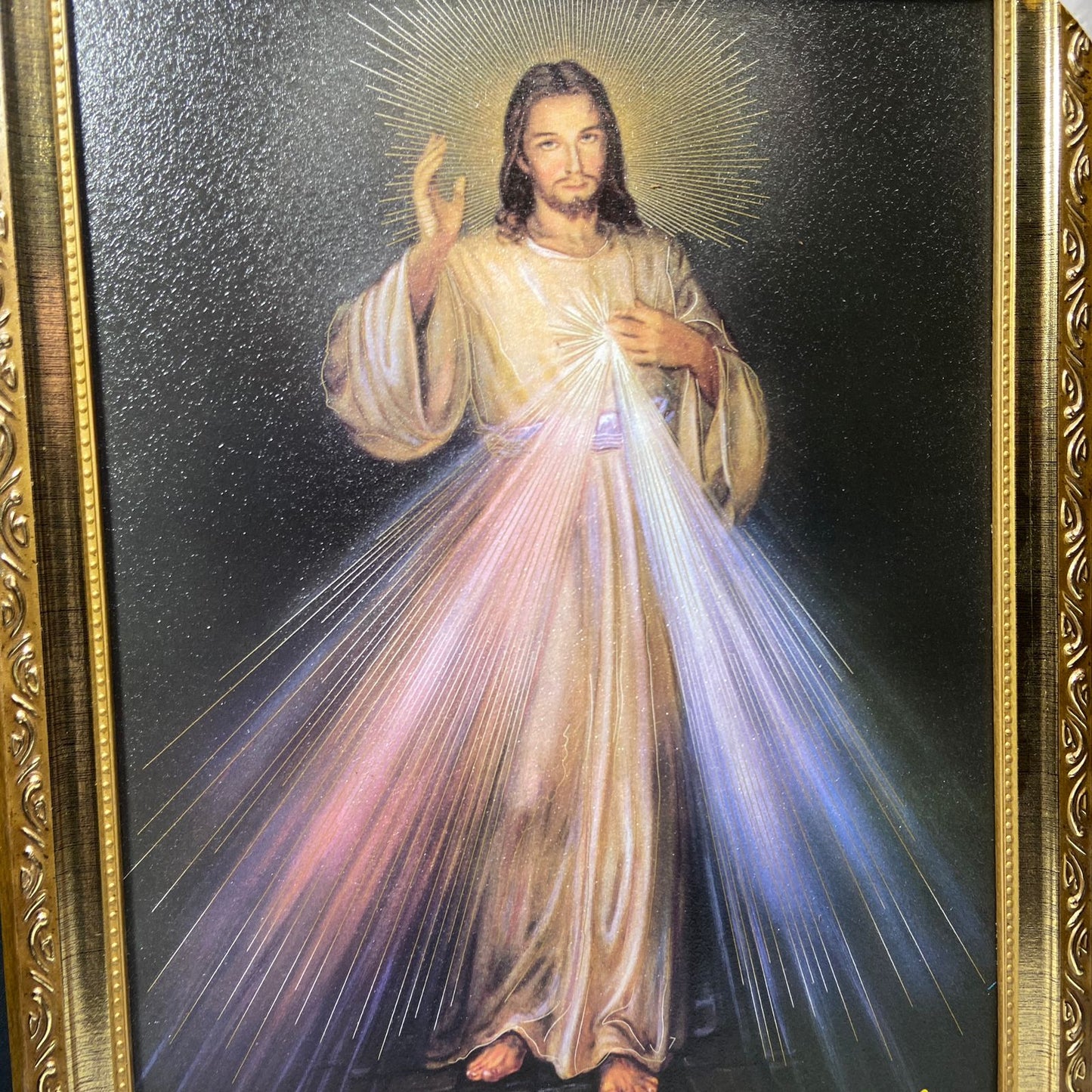 QUADRO COM MOLDURA RESINADO JESUS MISERICORDIOSO 45CMX35CM (1 UNIDADE)