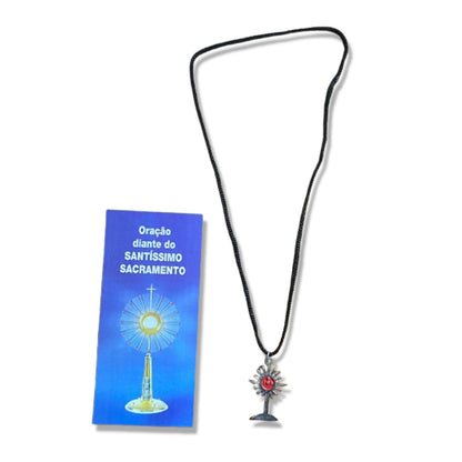 CORDÃO COM PINGENTE OSTENSÓRIO VERMELHO ( 1 UNIDADE)