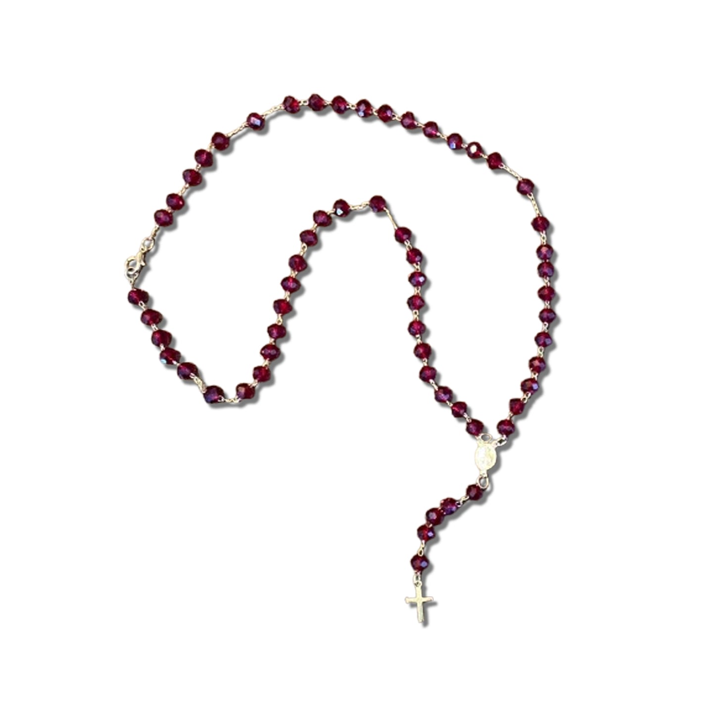 TERÇO CRISTAL NOSSA SENHORA APARECIDA VERMELHO TRANSPARENTE 06MM  (3 UNIDADES)