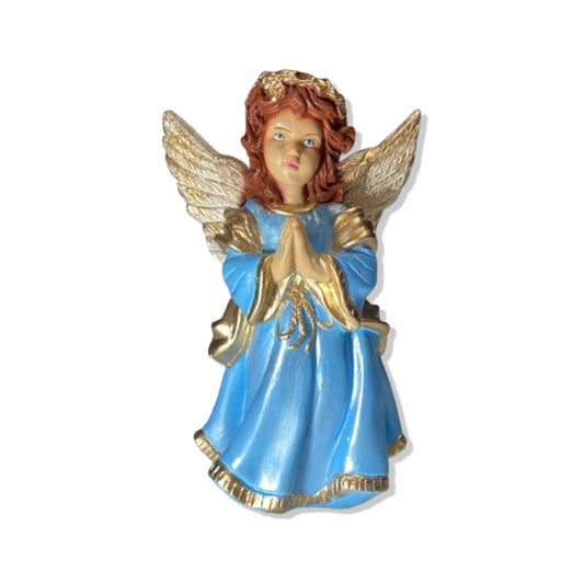 IMAGEM DE GESSO ANJO DA GUARDA AZUL E DOURADO 23CM (1 UNIDADE)