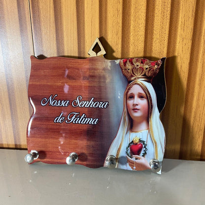 PORTA CHAVE RESINADO NOSSA SENHORA DE FÁTIMA 14CM (1 UNIDADE)