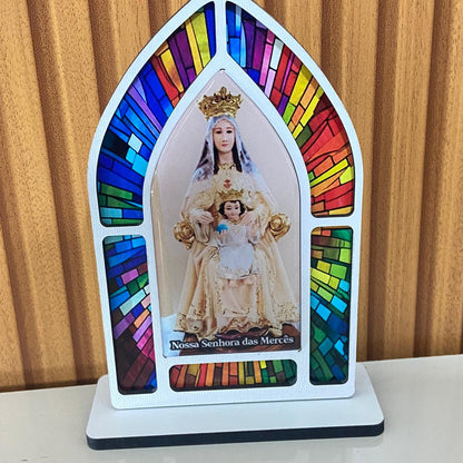 CAPELA MDF VITRAL NOSSA SENHORA DAS MERCÊS 18CM (1 UNIDADE)