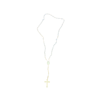 TERÇO FLUORESCENTE NOSSA SENHORA DO CARMO E SAGRADO CORAÇÃO DE JESUS 04MM (12 UNIDADES)
