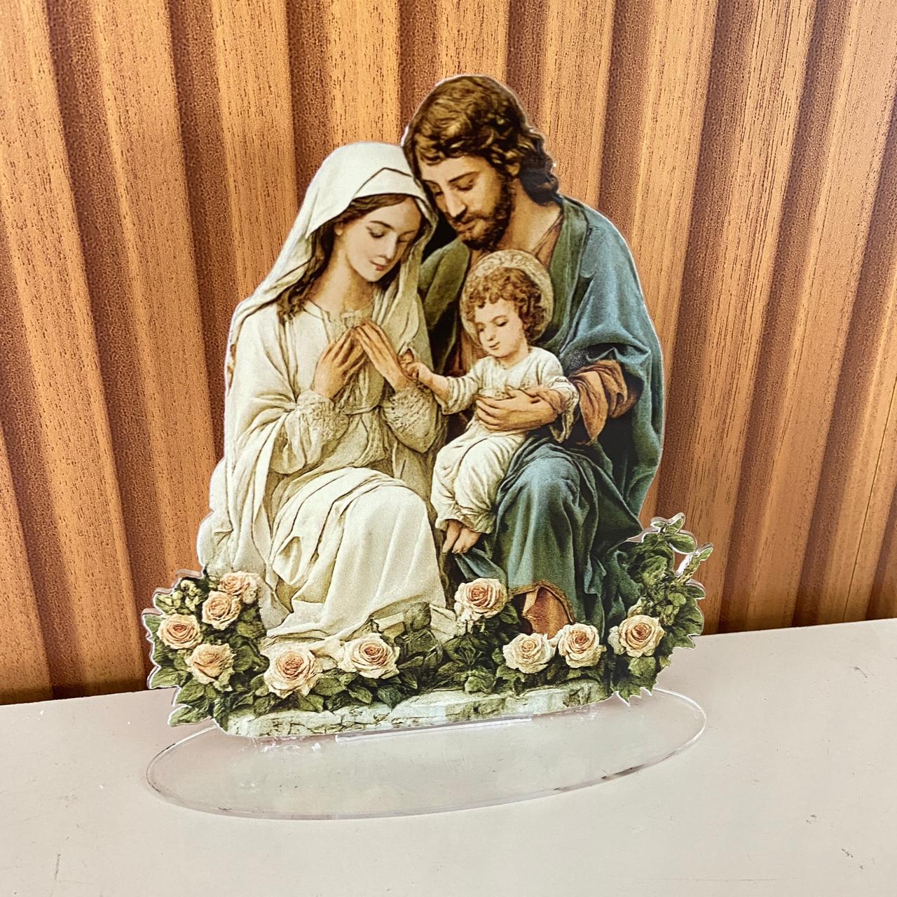 ADORNO DE MESA ACRÍLICO RESINADO SAGRADA FAMÍLIA MOD1 15,5CM (1 UNIDADE)