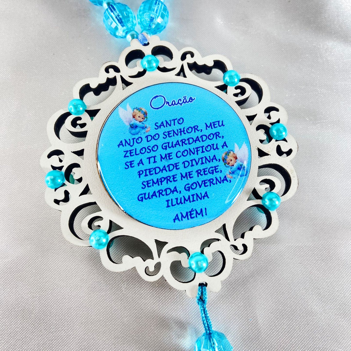 MEDALHÃO DE PORTA RESINADO PEQUENO ANJO AZUL (1 UNIDADE)