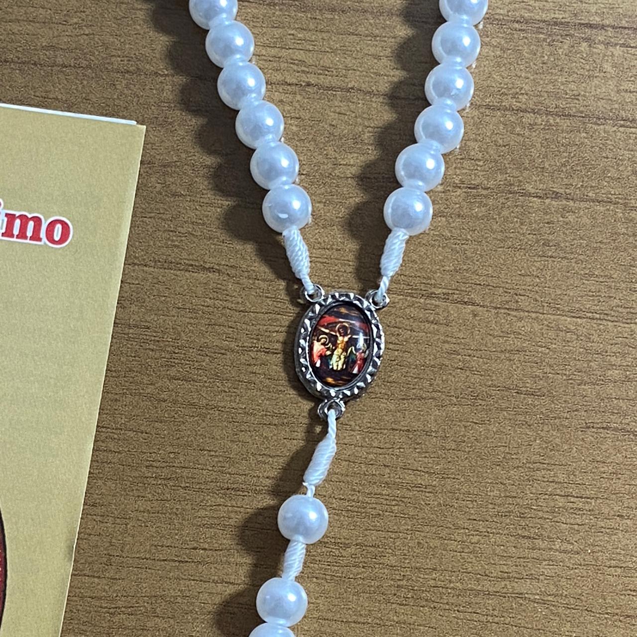 TERÇO PÉROLA PRECIOSÍSSIMO SANGUE DE JESUS 8MM (1 UNIDADE)