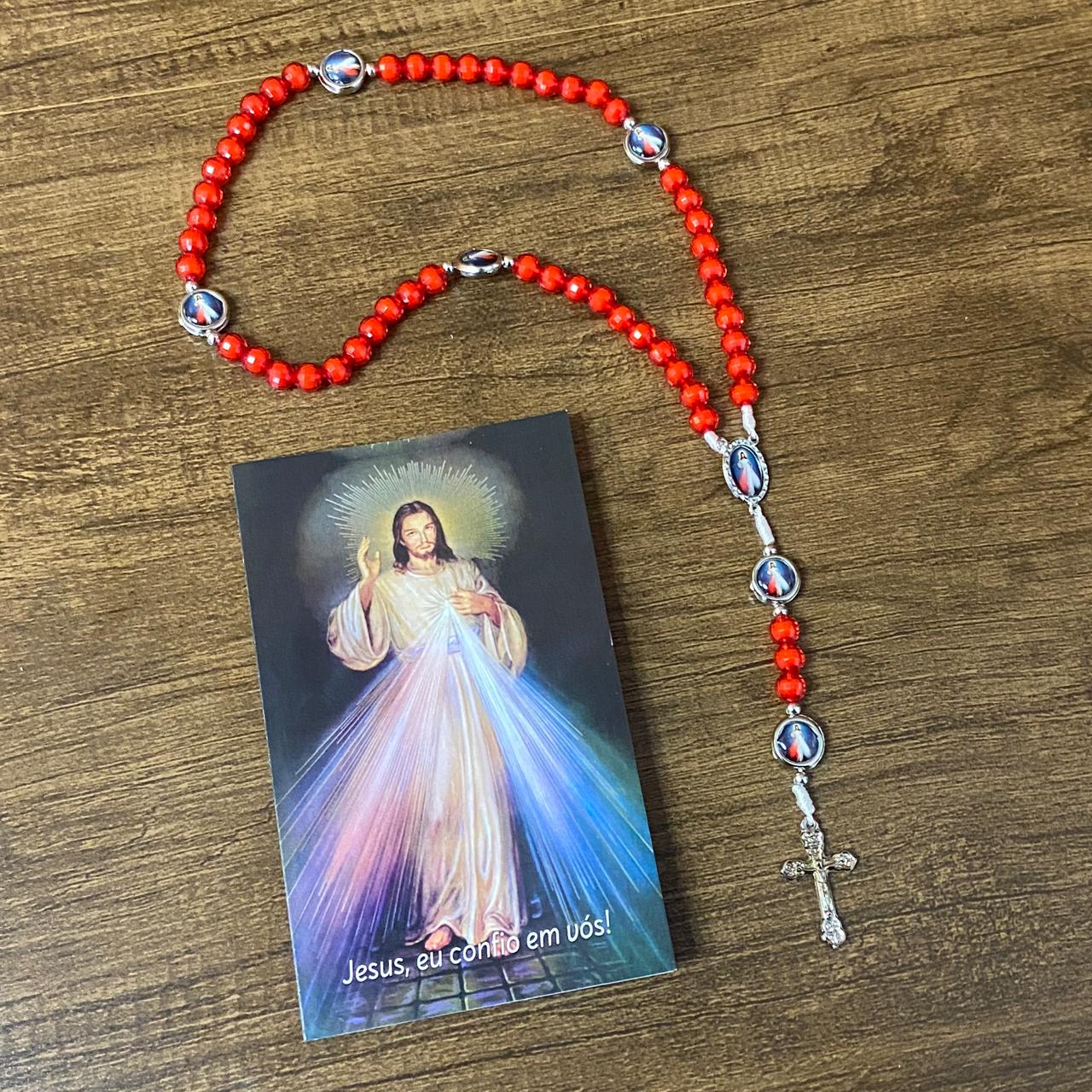 TERÇO ACRÍLICO DA MISERICÓRDIA 7 MEDALHAS 08MM (1 UNIDADE)