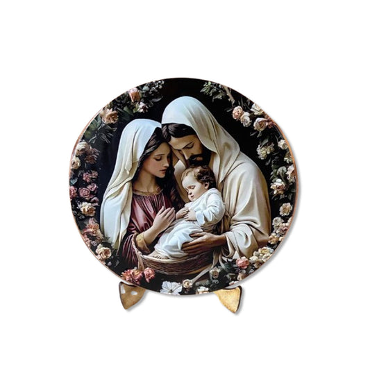 ADORNO DE MESA ACRÍLICO RESINADO SAGRADA FAMÍLIA MOD2 15CM (1 UNIDADE)