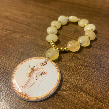 DEZENA PEDRARIAS MEDALHÃO DE RESINADO RAINHA DA PAZ  17MM - MOD2 (1 UNIDADE)