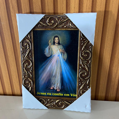 QUADRO COM MOLDURA RESINADO JESUS MISERICORDIOSO  20,5X15,5 (1 UNIDADE)