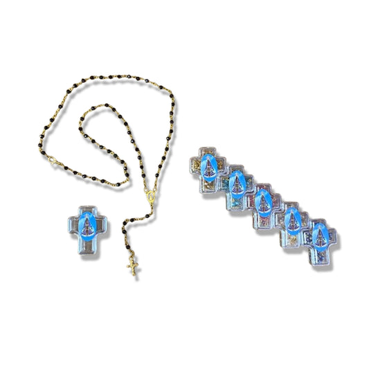 TERÇO CRISTAL NOSSA SENHORA APARECIDA CORES SORTIDAS MOD3 4MM  ( 6 UNIDADES)