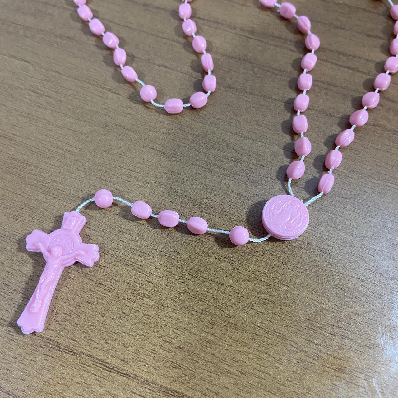 TERÇO ACRÍLICO G ROSA FOSCO 6MM (12 UNIDADES)