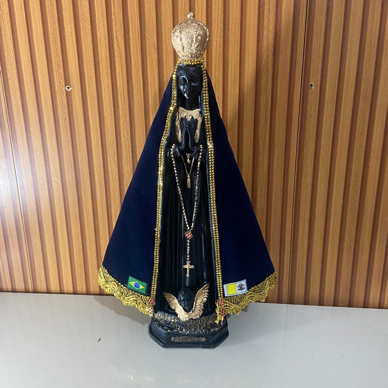 IMAGEM DE GESSO NOSSA SENHORA APARECIDA COM MANTO MOD4 45CM (1 UNIDADE)