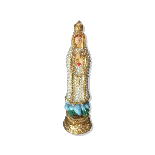 IMAGEM DE GESSO COM PÉROLA NOSSA SENHORA DE FÁTIMA 30CM (1 UNIDADE)