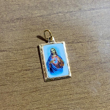 MEDALHA ALUMINIO QUADRADA SAGRADO CORAÇÃO DE JESUS (36 UNIDADES)