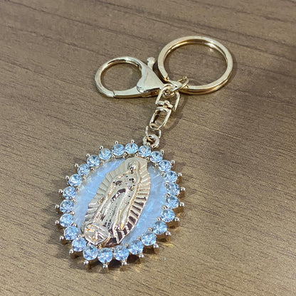 CHAVEIRO LUXO NOSSA SENHORA DE GUADALUPE MADREPÉROLA COM STRASS MOD2 (6 UNIDADES)