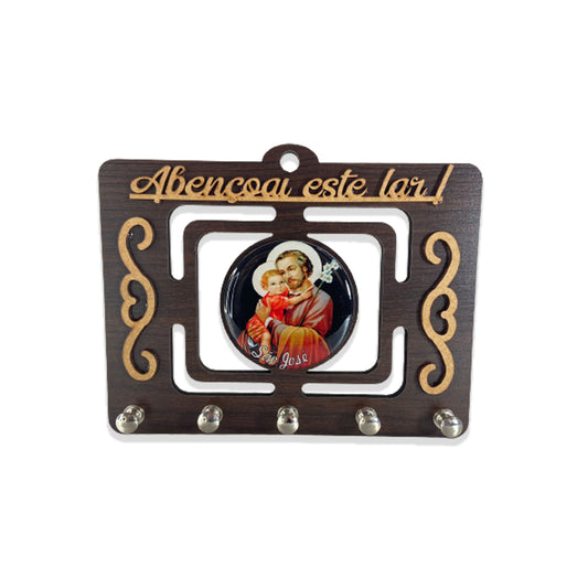 PORTA CHAVE VAZADO RESINADO SÃO JOSÉ 14CM (1 UNIDADE)