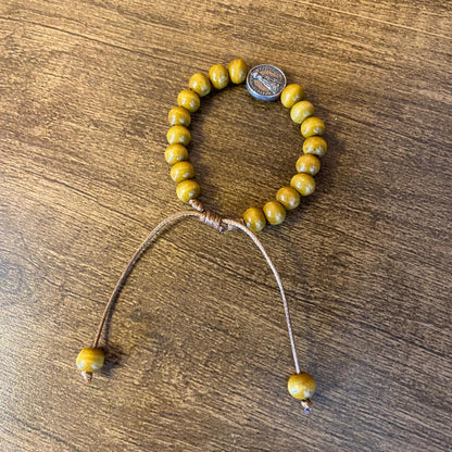 PULSEIRA DE MADEIRA MARROM REGULAVEL NOSSA SENHORA APARECIDA (3 UNIDADES)