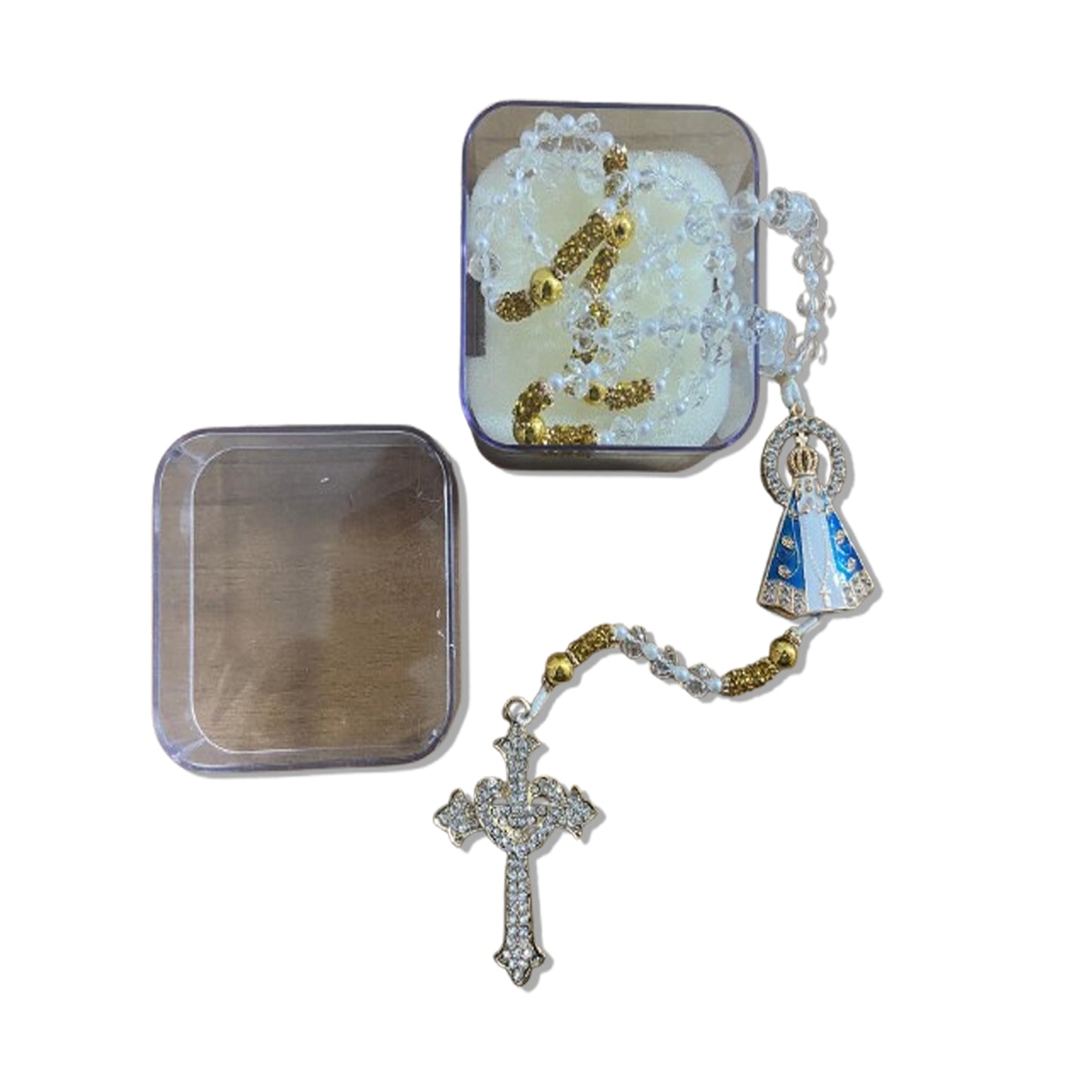 TERÇO DE NOIVA CRISTAL NOSSA SENHORA APARECIDA MOD3 10MM (1 UNIDADE)