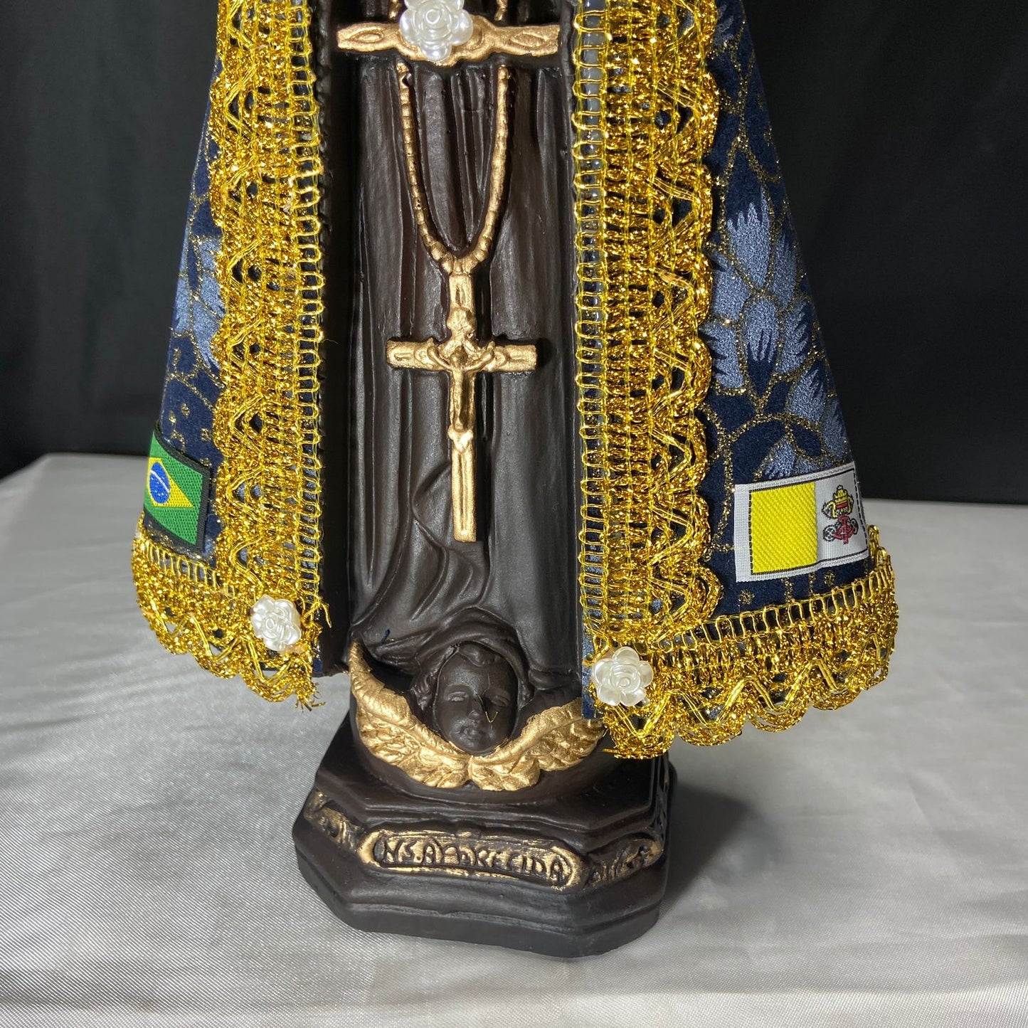 IMAGEM DE GESSO NOSSA SENHORA APARECIDA COM MANTO 33CM (1 UNIDADE)