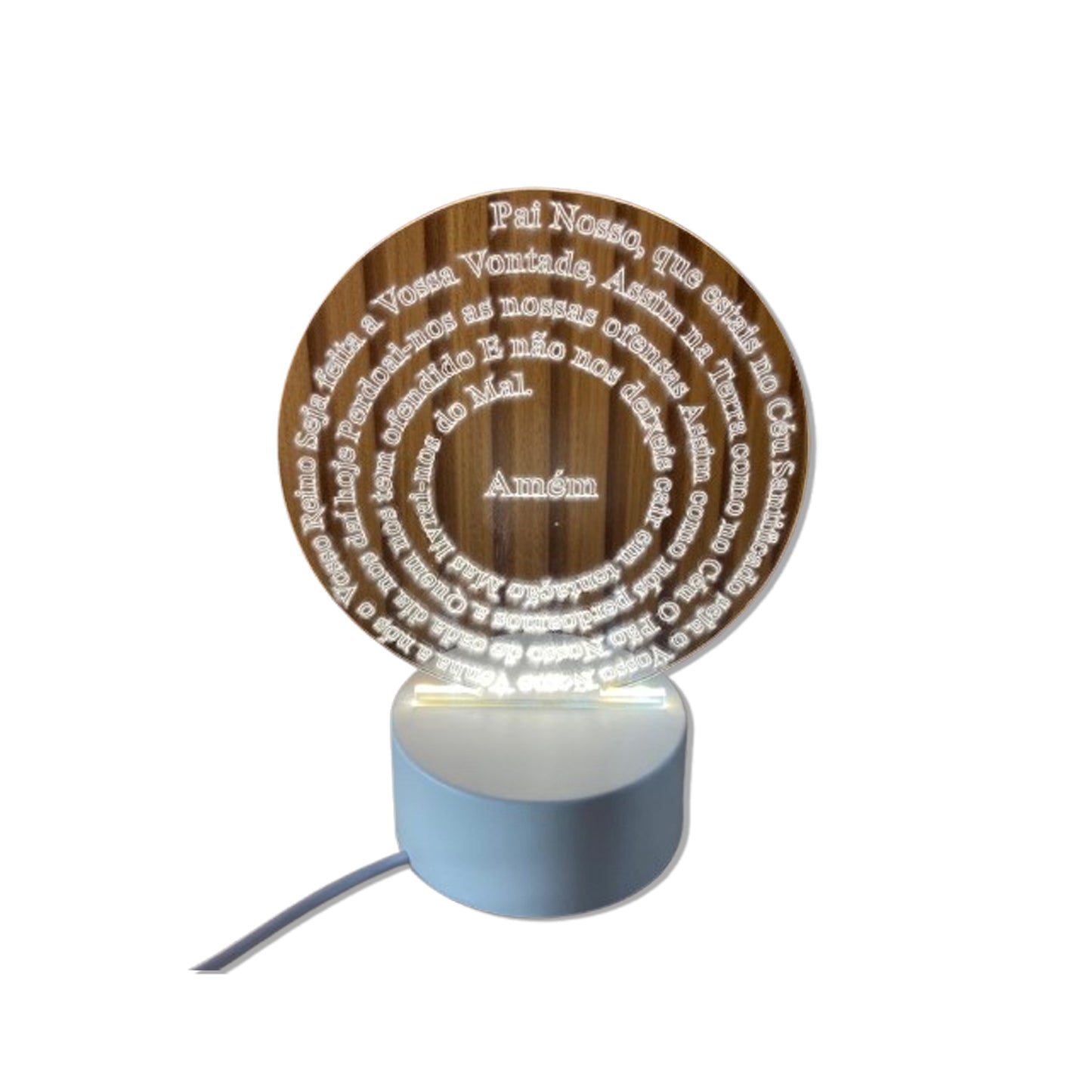ABAJUR COM LED ORAÇÃO DO PAI NOSSO 19,5CM (1 UNIDADE)